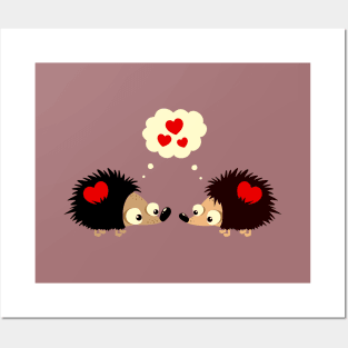 Hedgehogs fall in love Posters and Art